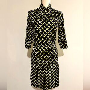 J. McLaughlin Black and Yellow Patterned Dress